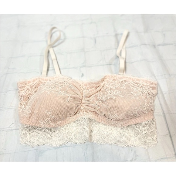 Abercrombie & Fitch Lace Bralette Convertible Size M Ivory & Nude Bandeau - Picture 9 of 9
